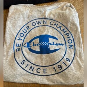 Champion T Shirt! New Grey with blue writing.